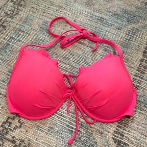 Pink ruffle bikini top